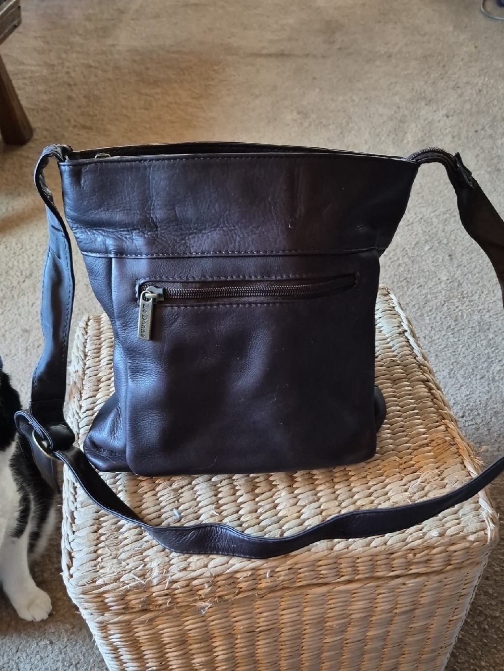 Le Donne Dark Brown Leather Crossbody Bag